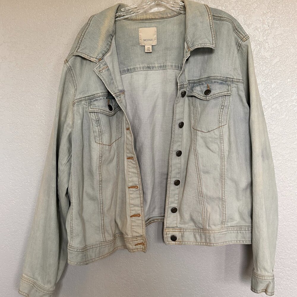 Sejour Plus Size Denim Jacket Light Wash